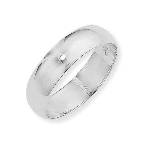 6mm D Shape Band Ring Wedding Ring In 18 Ct White Gold