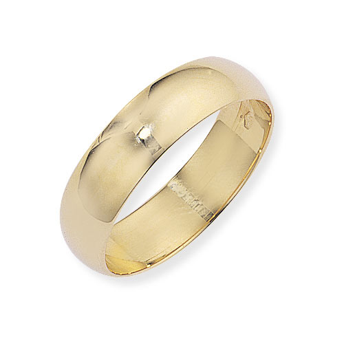 6mm D Shape Band Ring Wedding Ring In 18 Ct Yellow Gold