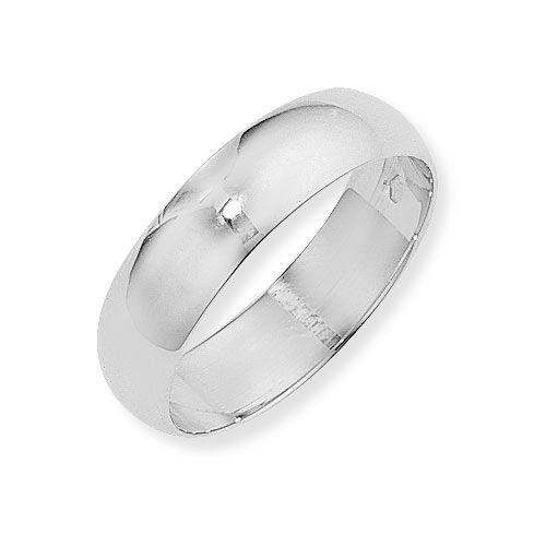 6mm D Shape Band Ring Wedding Ring In 9 Ct White Gold