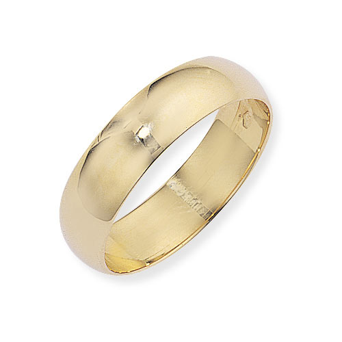 6mm D Shape Band Ring Wedding Ring In 9 Ct Yellow Gold
