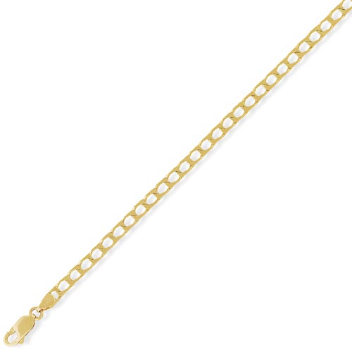 Gold Essentials 7.25 inch Diamond Cut Square Curb Bracelet In 9 Carat Yellow Gold