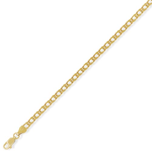 7.25 inch Flat Open Double Curb Bracelet In 9 Carat Yellow Gold