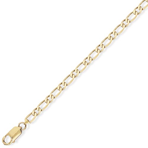 7.25 inch Premium 1   1 Figaro Bracelet In 9 Carat Yellow Gold
