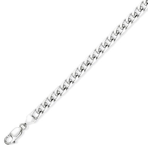 Gold Essentials 8.25 inch Bombe Curb Bracelet In 9 Carat White Gold