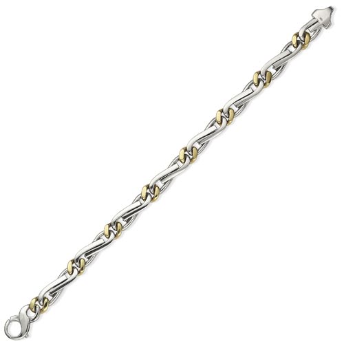 8.25 inch Fancy Curb Bracelet In 9 Carat Yellow and White Gold