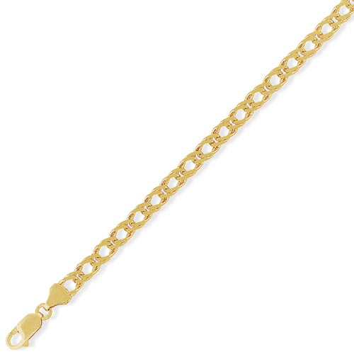 8.25 inch Flat Open Double Curb Bracelet In 9 Carat Yellow Gold
