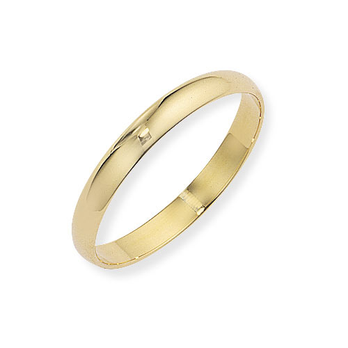9ct Yellow Gold D Shape Wedding Ring- 3mm