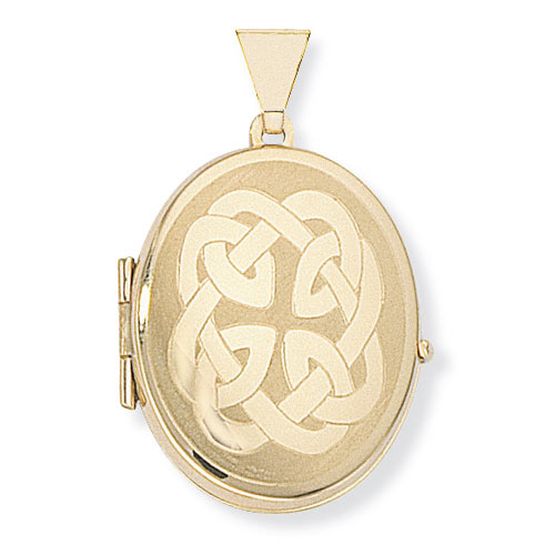 Oval Celtic Design Locket In 9 Carat Yellow Gold