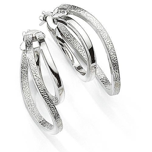 Square Tube Hoop Earrings In 9 Carat White Gold