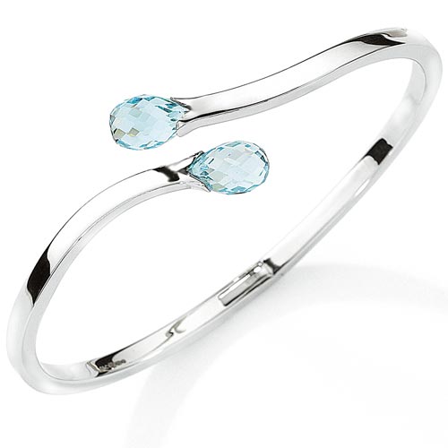 Topaz Crossover Bangle In 9 Carat White Gold