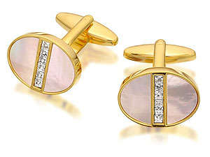 Plated Finish Mother Of Pearl Cufflinks -