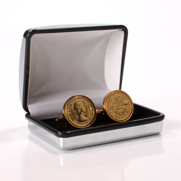 Plated Lucky Sixpence Personalised Cufflinks