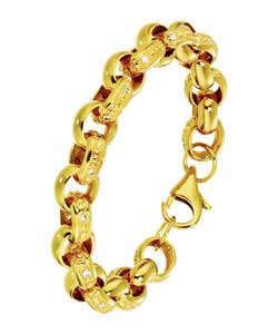 gold Plated Silver Cubic Zirconia Belcher Bracelet