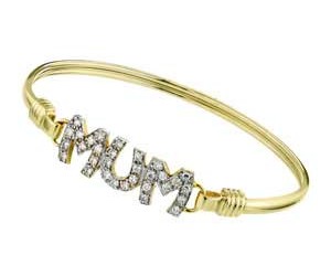 Gold Plated Silver Cubic Zirconia Mum; Bangle