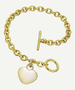 Plated Silver Heart T-Bar Bracelet