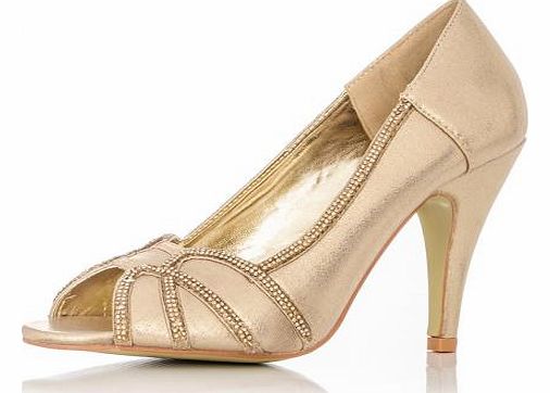 Gold Shimmer Diamante Trim Courts