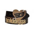 Golddigga Womens PU Buckle Belt Black/Gold