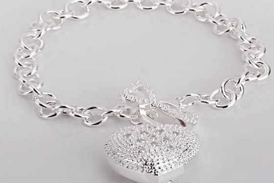 Golden-Bracelets New Fashion Jewelry Classic 925 Sytle Women Beautiful solid silver Jewelry Heart Bracelet  velvet pouch