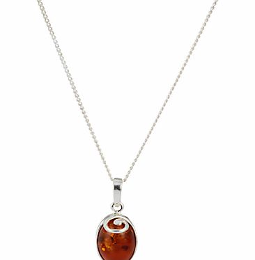 Goldmajor Amber and Silver Oval Swirl Pendant