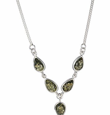 Goldmajor Green Amber Silver Y Collar Necklace