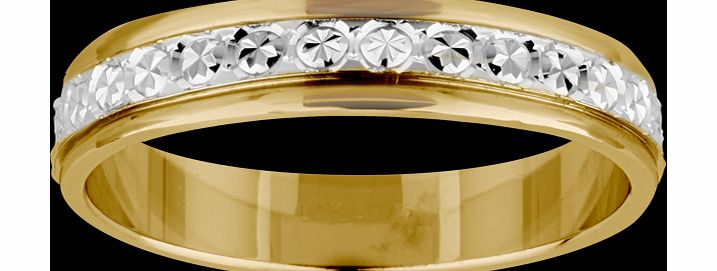 Goldsmiths 4mm Ladies diamond cut wedding band in 18 carat