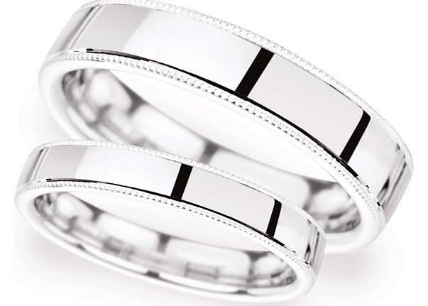 5mm D Shape Heavy milgrain edge Wedding Ring in