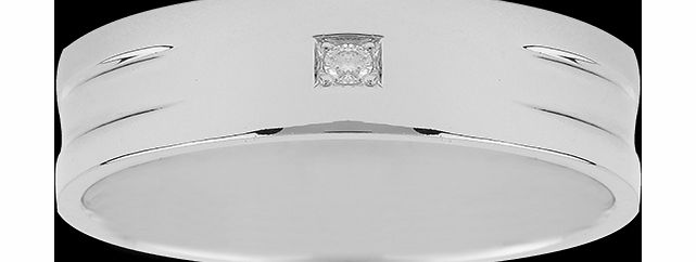 Goldsmiths 6mm Gents Diamond Set Wedding Ring in 950