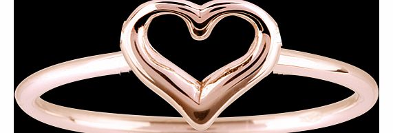 Goldsmiths 9 Carat Rose Gold Heart Ring - Ring Size L