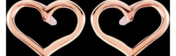 Goldsmiths 9 Carat Rose Gold Heart Stud Earrings