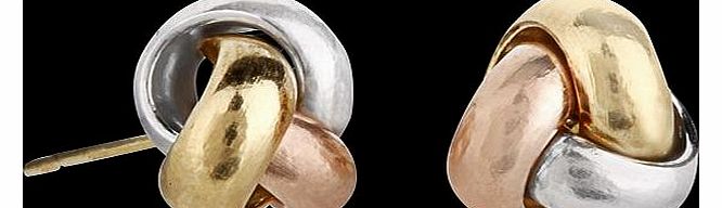 Goldsmiths 9ct White, Rose and Yellow Gold Knot Stud Earrings