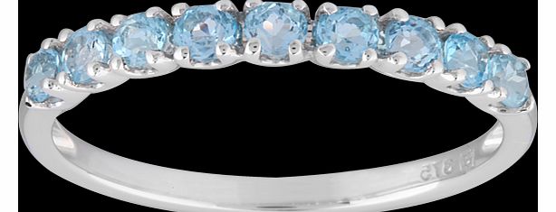 Goldsmiths Blue Topaz Eternity Ring in 9 Carat White Gold -