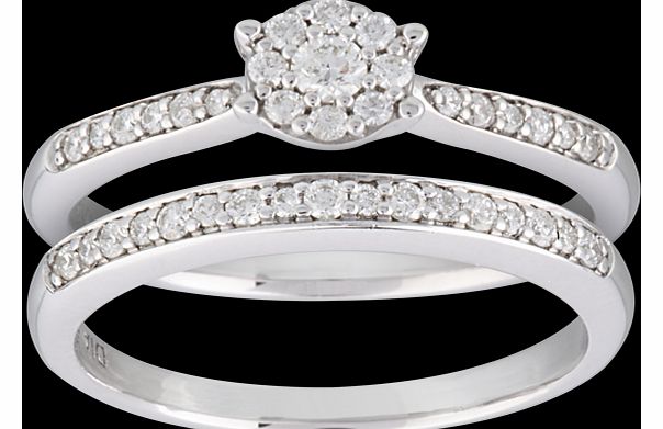 Goldsmiths Brilliant Cut 0.35 Carat Diamond Bridal Set in 9