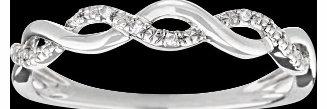 Goldsmiths Brilliant cut diamond twist ring set in 9 carat