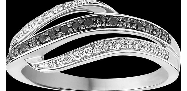 Brilliant cut diamond wave ring set in 9 carat
