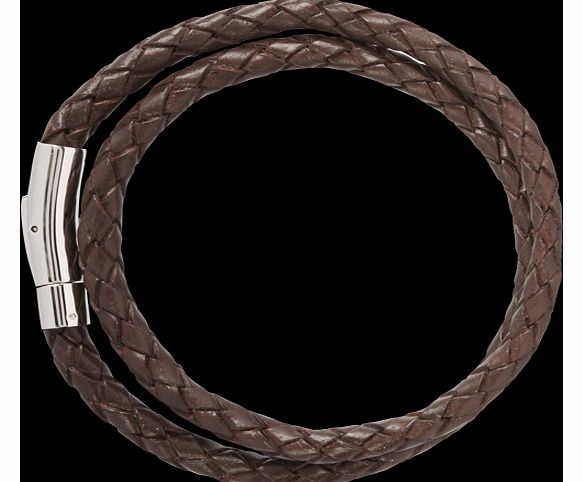 Brown Leather Mens Wrap Bracelet