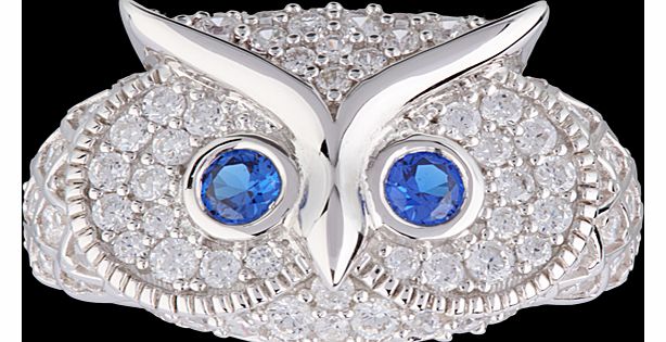 Cubic Zirconia Owl Ring in Sterling Silver -