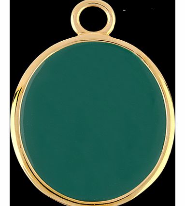 Gold Vermeil Green Enamel Oval Pendant Charm