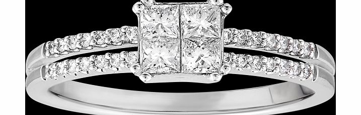 Goldsmiths Princess cut 0.55 total carat weight cluster and