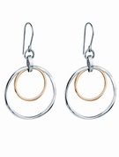 Goldsmiths Silver and 9ct Rose Gold Drop Earrings