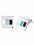 Goldsmiths Sterling Silver Shell Inset Square Cufflinks