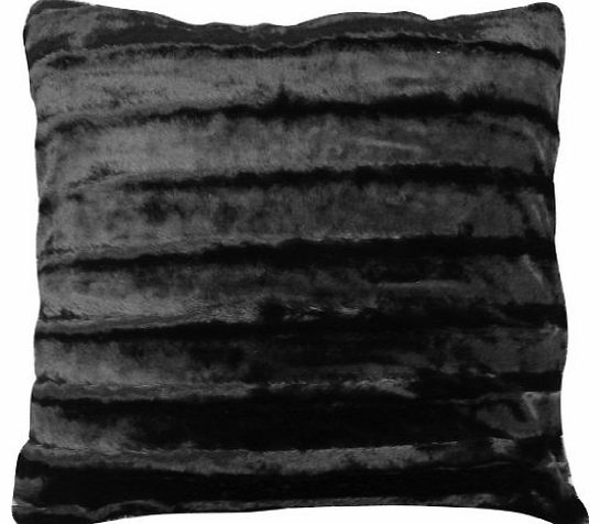 GoldStar 18`` Black Shiny Stripes Faux Fur Cushion Covers By Goldstar
