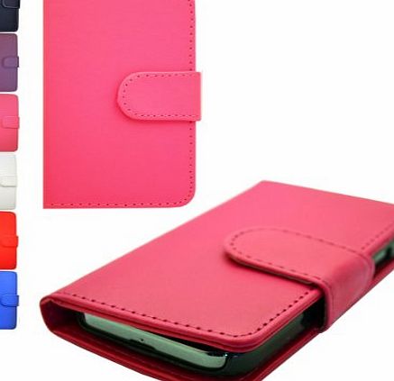 GoldStar  Flip Wallet Book PU Leather Case Cover with Card amp; Money Slot For Apple iPhone 4, 4S, iPhone 5, 5S. Sony Xperia Z1 (Apple iPhone 4/4S, Hot Pink)