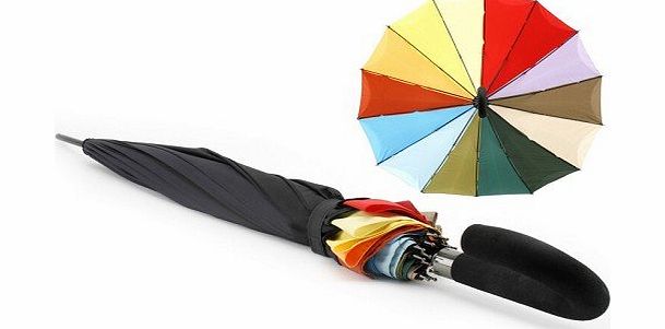 Golf Umbrellas Black Auto Fold Golf Umbrella With Rainbow Inner