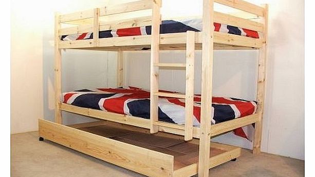 Goliath Heavy Duty Bunk Bed Childrens BunkBed 2FT6 X 5 FT 3 Bunk Bed with storage and TWO sprung mattresses