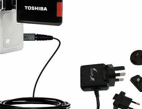 Gomadic International AC Home Wall Charger suitable for the Toshiba Camileo S20 HD Camcorder - 10W Charge supports wall outlets and voltages worldwide - Uses Gomadic Brand TipExchange