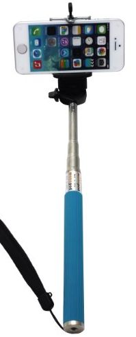 TM) Extendable Selfie Handheld Stick Monopod Pod for iPhone, Samsung, camera with 1/4 inch Screw Hole (Blue)