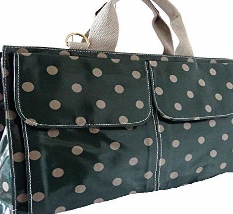 Gossip Girl - Oilcloth Small Holdall / Business / Office Briefcase Style Ladies Bag With Long Strap (Polka Dot - Green)