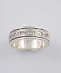 Gothic Silver Gents Greek Pattern Ring