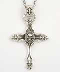 Gothic Silver Skull and Cross Pendant