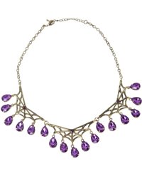 gothic Spiderweb Necklace with Purple Jewels